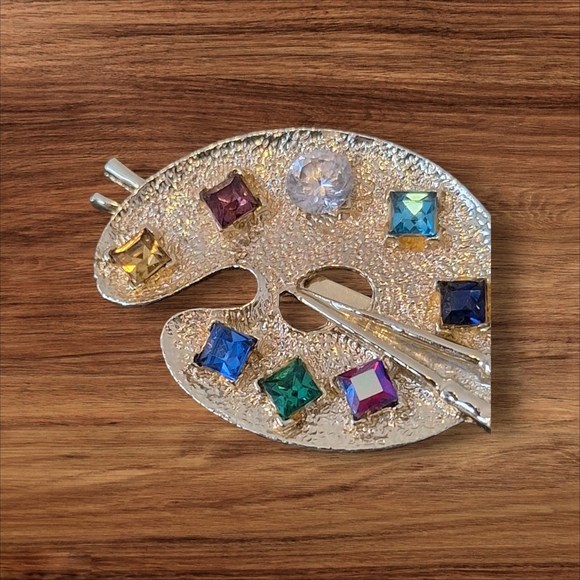 Vintage Teal and Pink Brooch - Picture 7 of 7